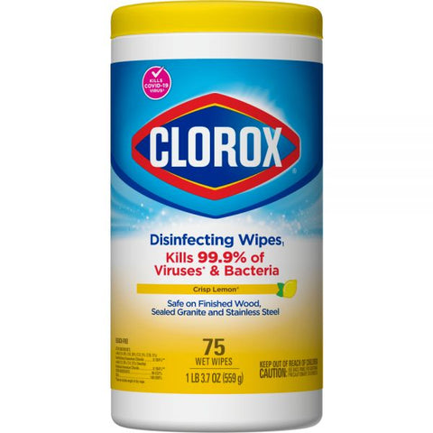 Clorox Disinfecting Wipes, Bleach Free Cleaning Wipes – Crisp Lemon - 75 Count (Pack of 6)