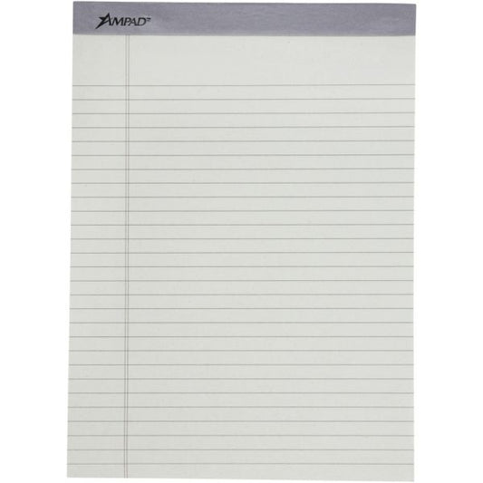 Ampad Pastel Perforated Pad 8 1/2" x 11 3/4" - Legal Ruled - Perforated - Assorted Colors - 50 Sheets/ Pad - 6 Pads