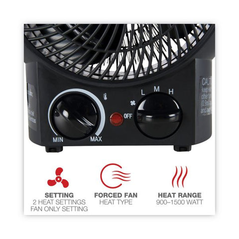 Alera Heater Fan, 1,500 W, 8.25 x 4.37 x 9.5, Black