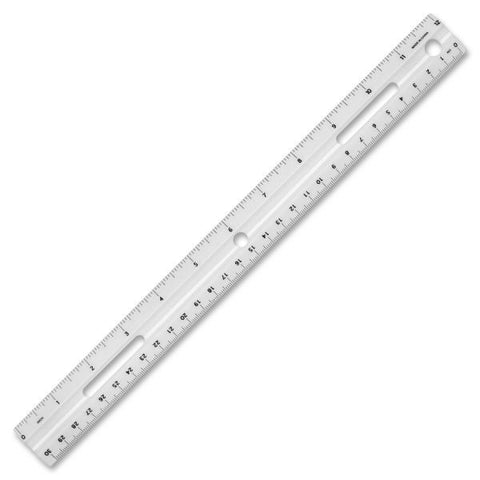 Business Source 12" Plastic Ruler 12" Length - 1/16 Graduations - Metric, Imperial Measuring System - Plastic - White - 1 Each