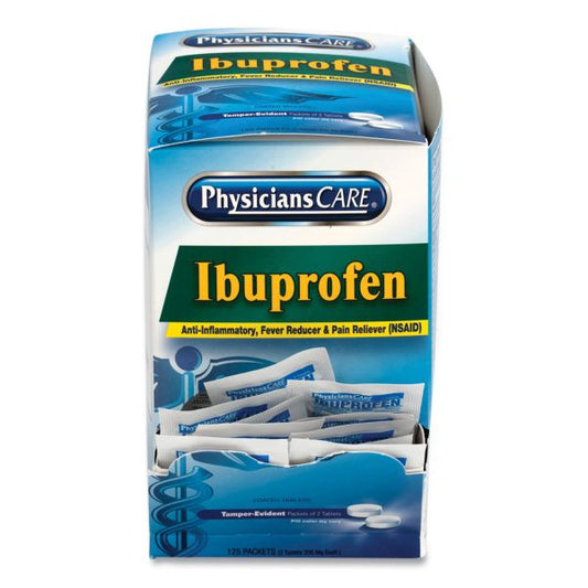 PhysiciansCare Ibuprofen Pain Reliever, Two-Pack, 125 Packs/Box