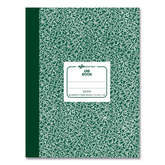 National Lab Notebook, Wide/Legal Rule, Green Marble Cover, 10.13 x 7.88, 96 Sheets