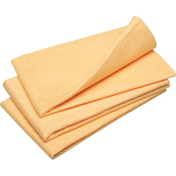 SKILCRAFT Synthetic Shammy Cleaning Cloths 23" x 20" - Orange - 3/ Pack