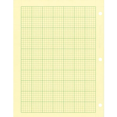 Rediform Computation Pads - Letter Letter Size (8 1/2" x 11") - 5 Squares/ Inch - Green With Green Ruling - 3-Hole Punched - 100 Sheets/ Pad - 1 Pad