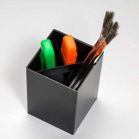 Officemate 3-Compartment Pencil Cup 4" x 2.87" x 2.87" - Black