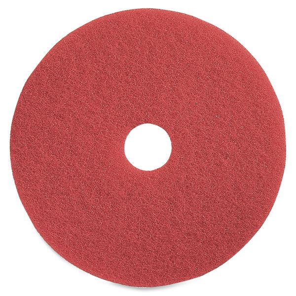 Genuine Joe Red Buffing Floor Pad 18" Diameter - 5/Carton x 18" Diameter x 1" Thickness - Floor, Buffing, Scrubbing - 175 rpm to 350 rpm Speed Supported - Flexible, Resilient, Rotate, Dirt Remover, Scuff Mark Remover, Heel Mark Remover - Fiber - Red