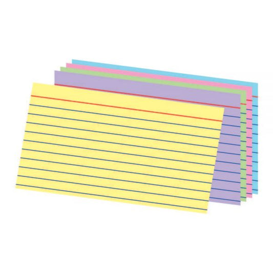 Ruled Rainbow Index Cards, 3" x 5", Assorted Colors, Pack Of 100