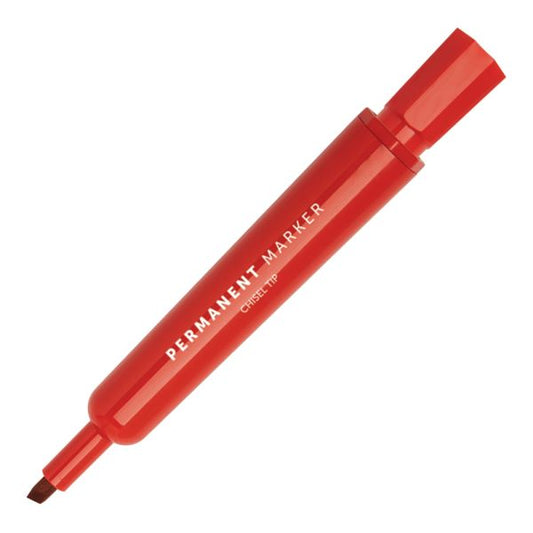 Permanent Markers, Chisel Point, 100% Recycled, Red Ink, Pack Of 12