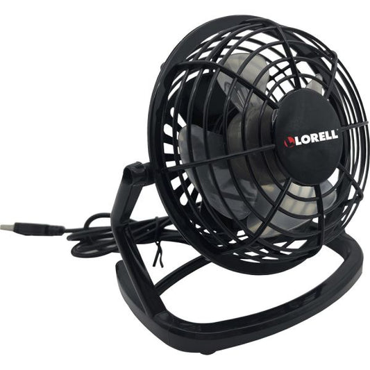 Lorell USB-powered Personal Fan Adjustable Tilt Head, Durable, USB Powered, Compact - Metal, Plastic - Black