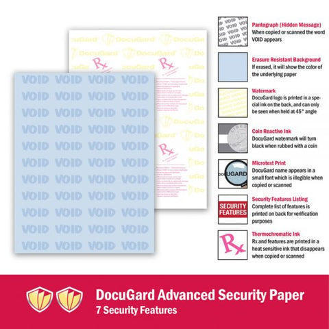 DocuGard Medical Security Papers, 24 lb Bond Weight, 8.5 x 11, Blue, 500/Ream