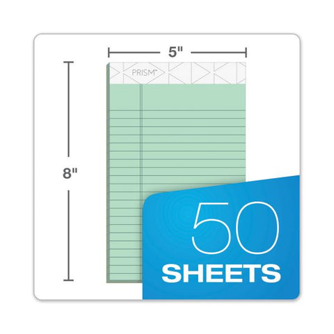 TOPS Prism + Colored Writing Pads, Narrow Rule, 50 Pastel Green 5 x 8 Sheets, 12/Pack