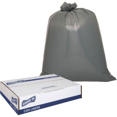 Genuine Joe Maximum Strength 45 Gallon Trash Bags, Gray, Low-Density, 1.55 mil, 50/Carton Gray Garbage Bag - Low-Density - 1.55 mil Thickness - 45 Gallon Capacity - 50/ Carton