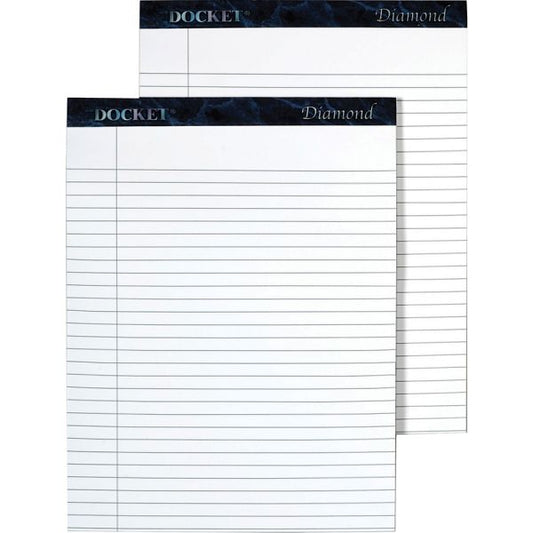 TOPS Docket Diamond Letter-Size Legal Pads 8.50" x 11.75" - Legal Ruled - Perforated - 50 Sheets/ Pad - 2 Pads - White