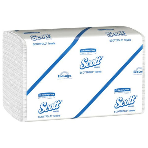 Scott SCOTTFOLD Paper Towels, 7 4/5 x 12 2/5, 1-Ply, White, 175 Sheets/Pack, 25 Packs/Carton