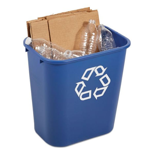 Rubbermaid Commercial Deskside Recycling Container, Medium, 28.13 qt, Plastic, Blue