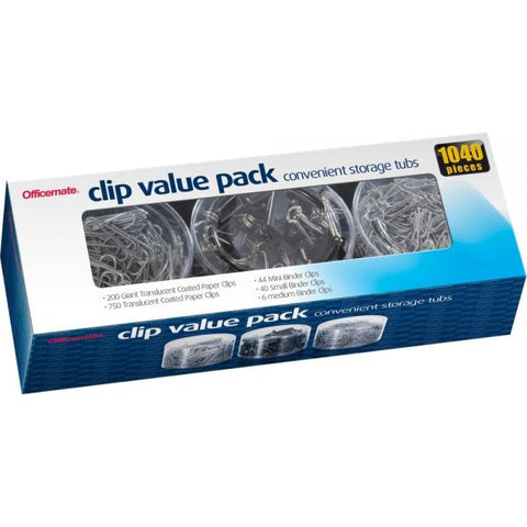 Officemate Clip Value Pack Clip value pack with and assortment of binder clips and paper clips.