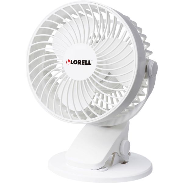 Lorell USB Personal Fan 127 mm Diameter - 2 Speed - Breeze Mode, Quiet, Adjustable Tilt Head - 7.7" Height x 5.8" Width - White