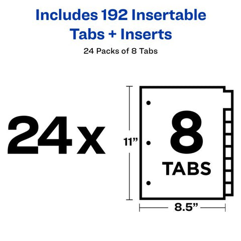 Avery Insertable Big Tab Dividers, 8-Tab, Clear Tab, Letter, 24 Sets