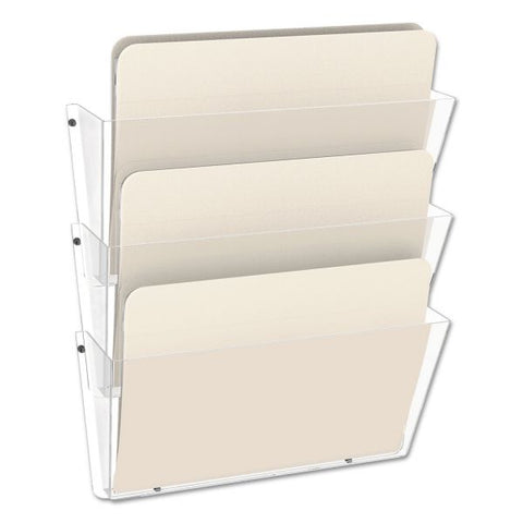 deflecto Unbreakable DocuPocket Wall File, 3 Sections, Letter Size, 14.5" x 3" x 6.5", Clear, 3/Pack