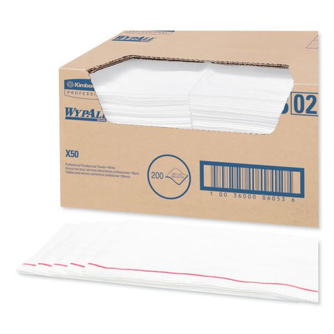 WypAll X50 Foodservice Towels, 1/4 Fold, 23.5 x 12.5, White, 200/Carton