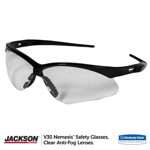 KleenGuard Nemesis Safety Glasses, Black Frame, Clear Anti-Fog Lens