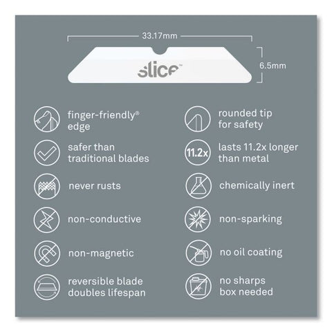 slice Safety Box Cutter Blades, Rounded Tip, Ceramic Zirconium Oxide, 4/Pack