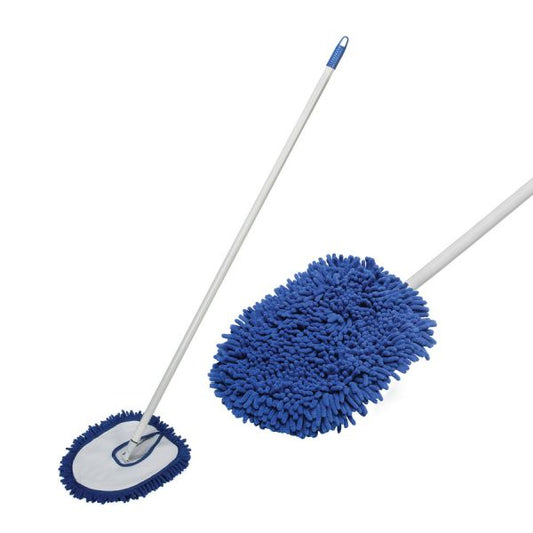 AbilityOne Microfiber Dust Mop with Handle MicroFiber Head - 48" - Scratch Resistant - 6 / Box - White, Blue