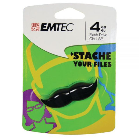 Emtec Mustache USB Flash Drive, 4GB, Black