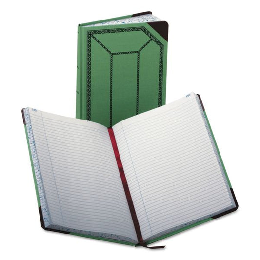 Boorum & Pease Account Record Book, Record-Style Rule, Green/Black/Red Cover, 12.13 x 7.44 Sheets, 300 Sheets/Book