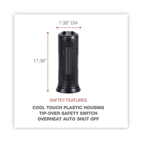 Alera Mini Tower Ceramic Heater, 1,500 W, 7.37 x 7.37 x 17.37, Black