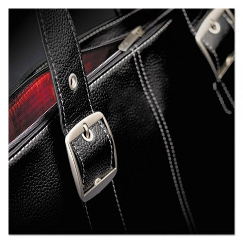 Solo Classic Tote, Fits Devices Up to 15.6", Vinyl, 13.75 x 17.5 x 3.75, Black/Red