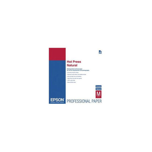 Epson Hot Press S042324 Inkjet Fine Art Paper - Natural White 90 Brightness - 98% Opacity - 24" x 50 ft - 330 g/m&#178; Grammage - Smooth, Matte - Acid-free, Lignin-free, Chlorine-free