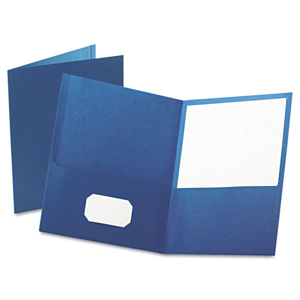 Oxford Twin-Pocket Folder, 100-Sheet Capacity, Blue, 25/Box