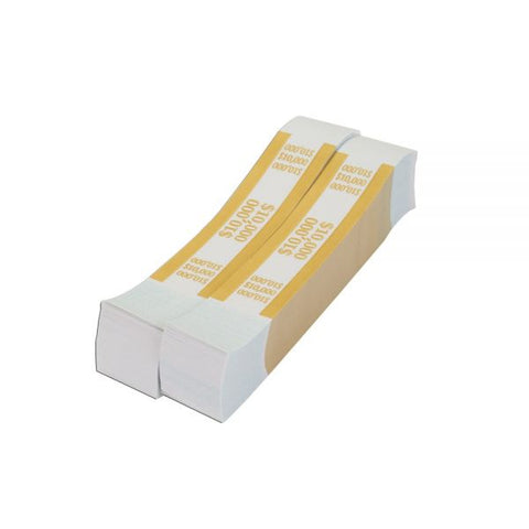 PAP-R Currency Straps 1.25" Width - Self-sealing, Self-adhesive, Durable - 20 lb Basis Weight - Kraft - White, Yellow