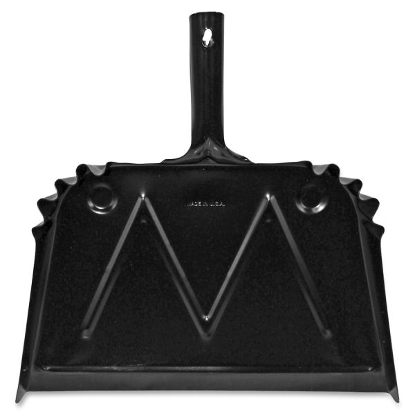 Genuine Joe Heavy-Duty Metal Dustpan 16" Wide - Steel - Black - 1 Each