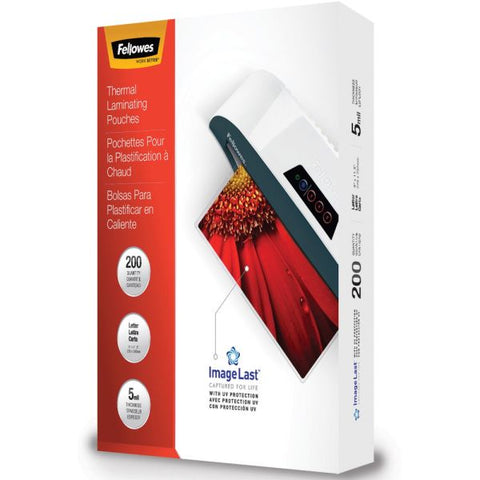 Fellowes ImageLast Laminating Pouches with UV Protection, 5 mil, 9" x 11.5", Clear, 200/Pack