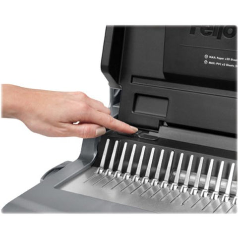 Fellowes Quasar 500 Manual Comb Binding System, 500 Sheets, 18.13 x 15.38 x 5.13, Metallic Gray