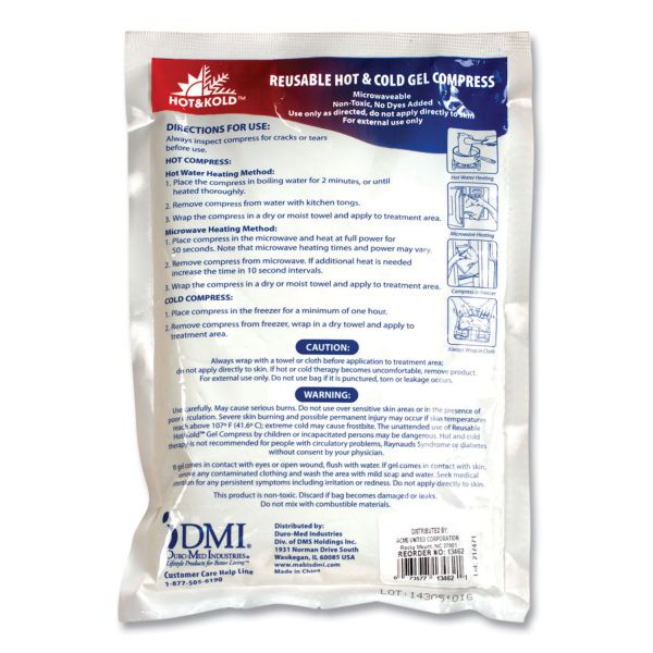 PhysiciansCare by First Aid Only Reusable Hot/Cold Pack, 8.63 x 8.63, White