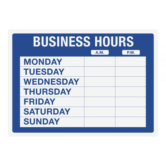 Cosco Static Cling "Business Hours" Sign Kit, 10" x 14", Blue