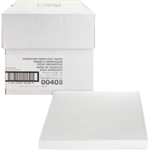 Sparco Continuous Single-Part Computer Paper 9 1/2" x 11" - Letter Trim Perforations - 20 lb Paper Weight - White - 2,300 Sheets/ Carton