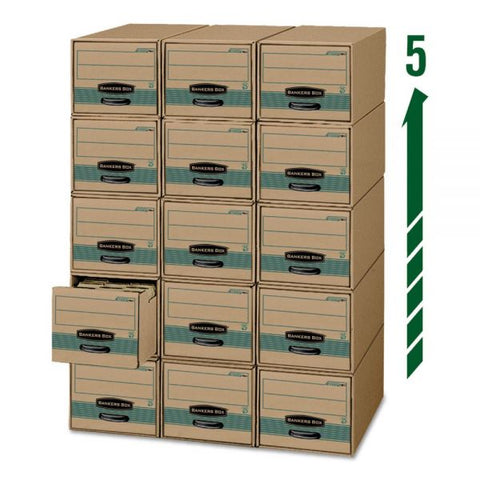 Bankers Box STOR/DRAWER STEEL PLUS Extra Space-Savings Storage Drawers, Letter Files, 14" x 25.5" x 11.5", Kraft/Green, 6/Carton