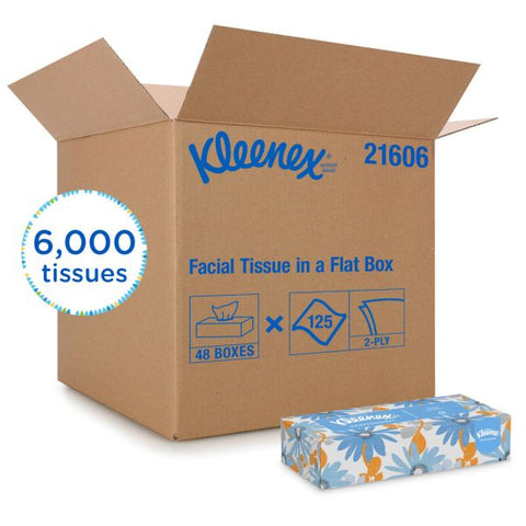 Kleenex White Facial Tissue for Business, 2-Ply, White, Pop-Up Box, 125 Sheets/Box, 48 Boxes/Carton