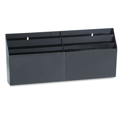 Rubbermaid Optimizers Six-Pocket Organizer, 6 Sections, Letter Size, 26.66" x 3.8" x 11.56" , Black