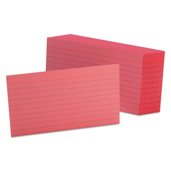 Oxford Ruled Index Cards, 3 x 5, Cherry, 100/Pack