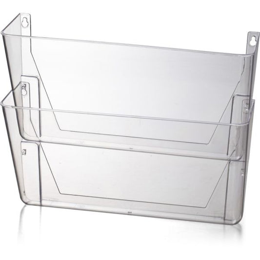 OIC Space Saving Wall File Pockets 13" x 4.1" x 10.6" - Letter Size - 2 Pockets - Plastic - Clear