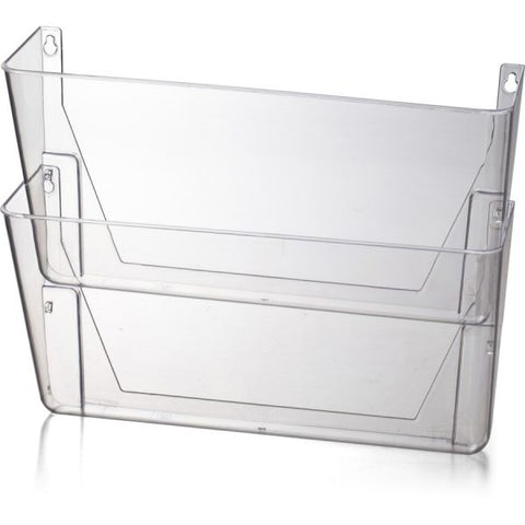 OIC Space Saving Wall File Pockets 13" x 4.1" x 10.6" - Letter Size - 2 Pockets - Plastic - Clear