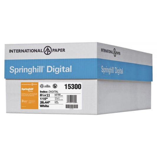 Springhill Digital Index White Card Stock, Smooth, 110 lb, 8 1/2 x 11, 250 Sheets/Pack