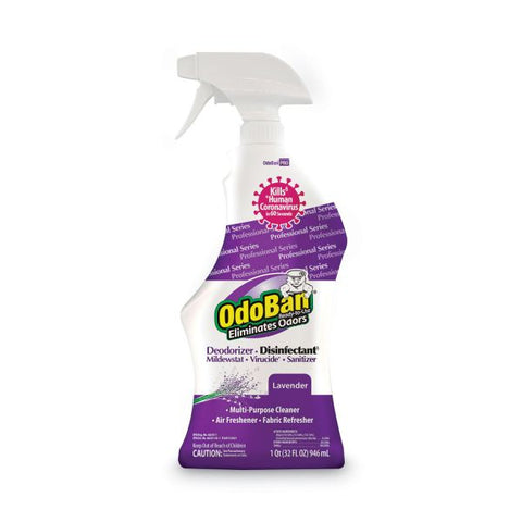 OdoBan RTU Odor Eliminator and Disinfectant, Lavender, 32oz Spray Bottle, 12/Carton