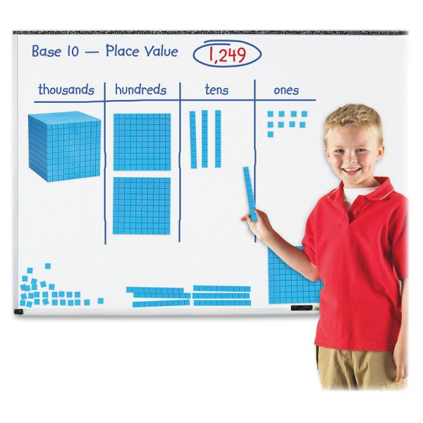 Learning Resources Giant Magnetic Base Ten Set, 6.75"L x 6.75"H, Blue Magnetic base ten class set for teaching math concepts.