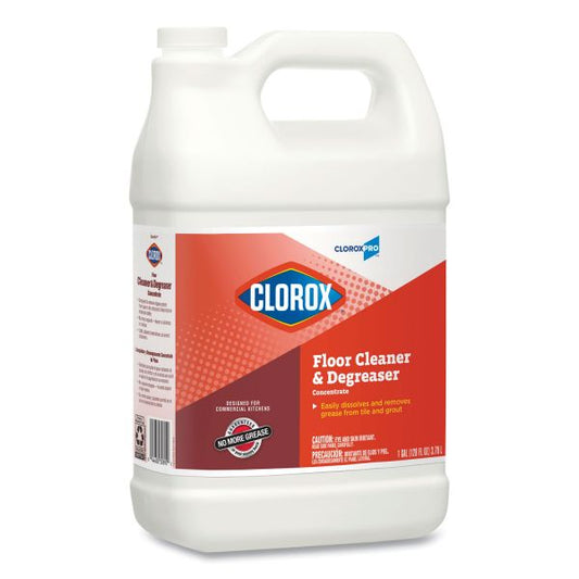 Clorox Professional Floor Cleaner and Degreaser Concentrate, 1 gal Bottle, 4/Carton